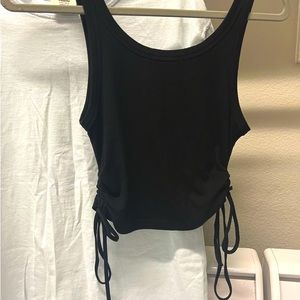 Black crop top with adjustable drawstrings